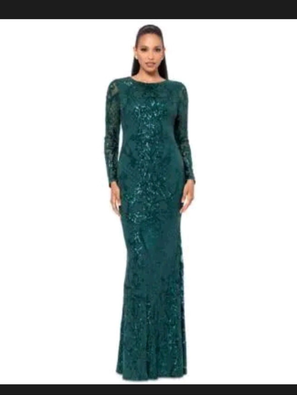 NWT B&A by Betsy & Adam Petite Sequin Long Sleeve Mermaid Gown (MSRP $280)